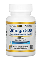 Омега 800, балық майы, 80% ЭПК/ДГҚ, триглицеридтер түрінде, 800 мг, 30 капсула, California Gold Nutrition