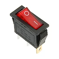 Выключатель клавишный ON-OFF красный с подсветкой (250В 15А (3с))