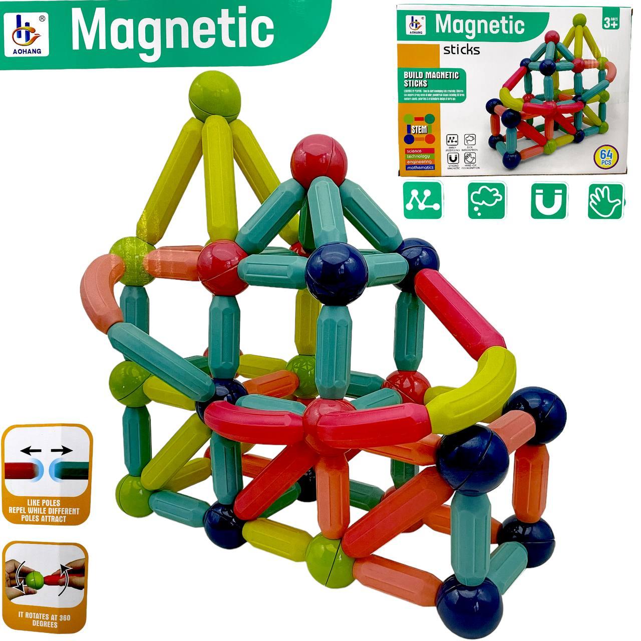 Hy21104 Магнитный конструктор Magnetic Sticks 64 дет. 30*22см