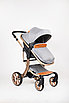 КОЛЯСКА ТРАНСФОРМЕР AIMILE 608-А 2В1 золотая рама серый с сумкой, фото 5