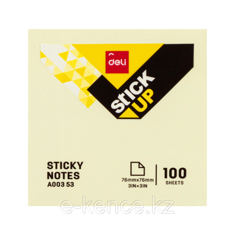 Бумага клейкая для заметок 76х76 мм, 100 листов, желтый цвет Deli арт.00353 - фото 1 - id-p106059104