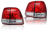 Задние фонари на LC100 1998-07 дизайн LC200 (Красно-прозрачные)