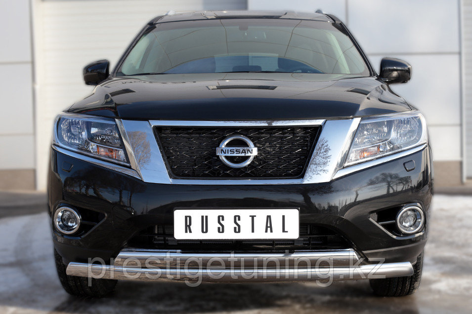 Защита переднего бампера d75х42 (дуга) d75х42 (дуга) Nissan Pathfinder 2012-17 - фото 1 - id-p106059823