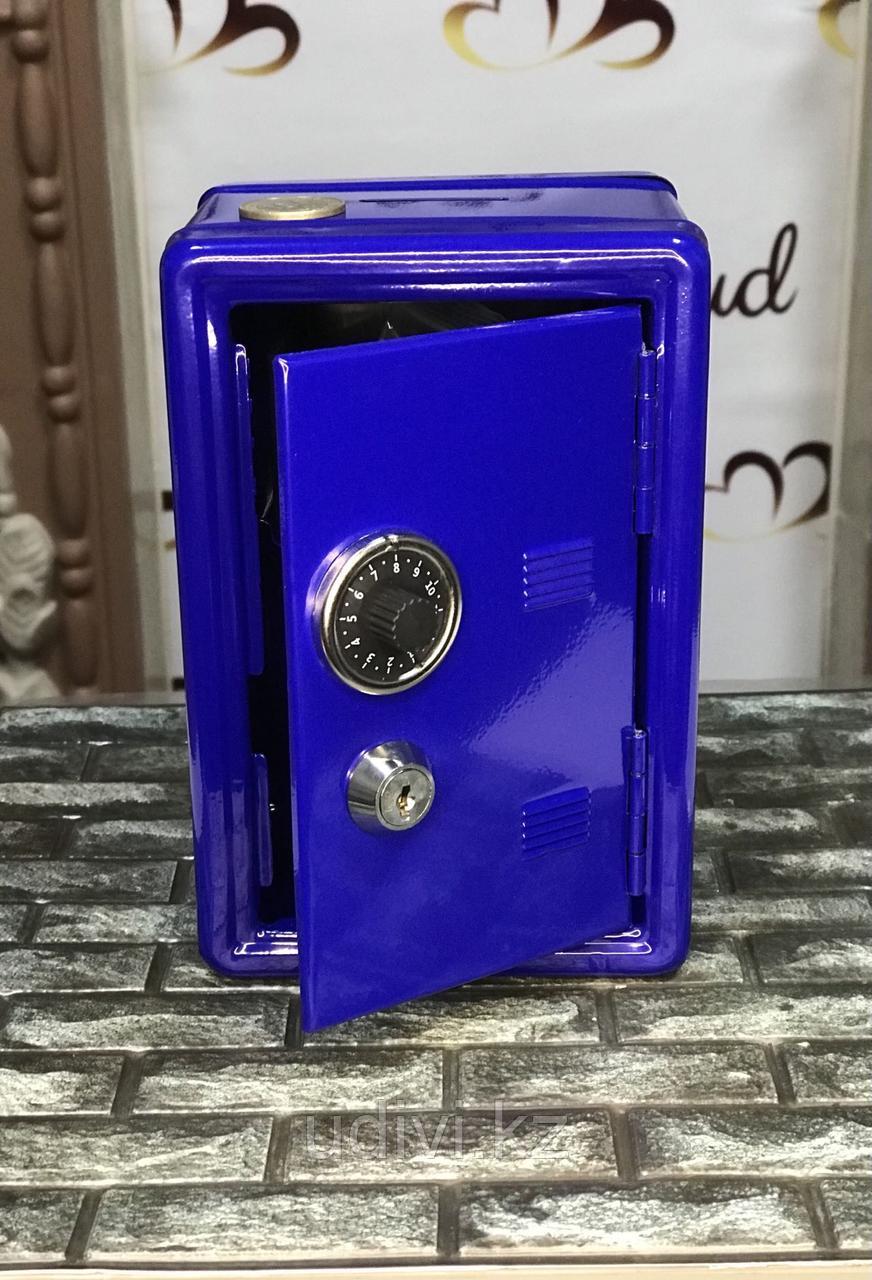 Металлический мини сейф копилка синий - фото 2 - id-p106067459