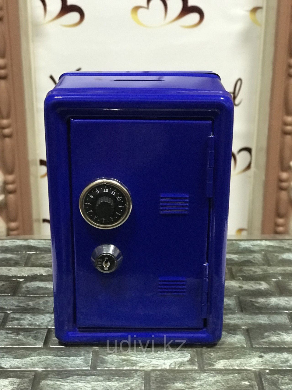 Металлический мини сейф копилка синий - фото 3 - id-p106067459