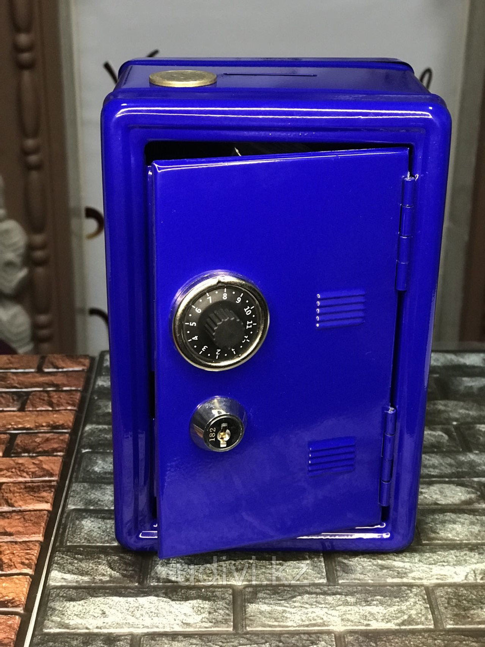 Металлический мини сейф копилка синий - фото 5 - id-p106067459
