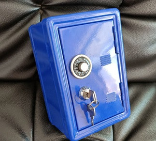 Металлический мини сейф копилка синий - фото 1 - id-p106067459