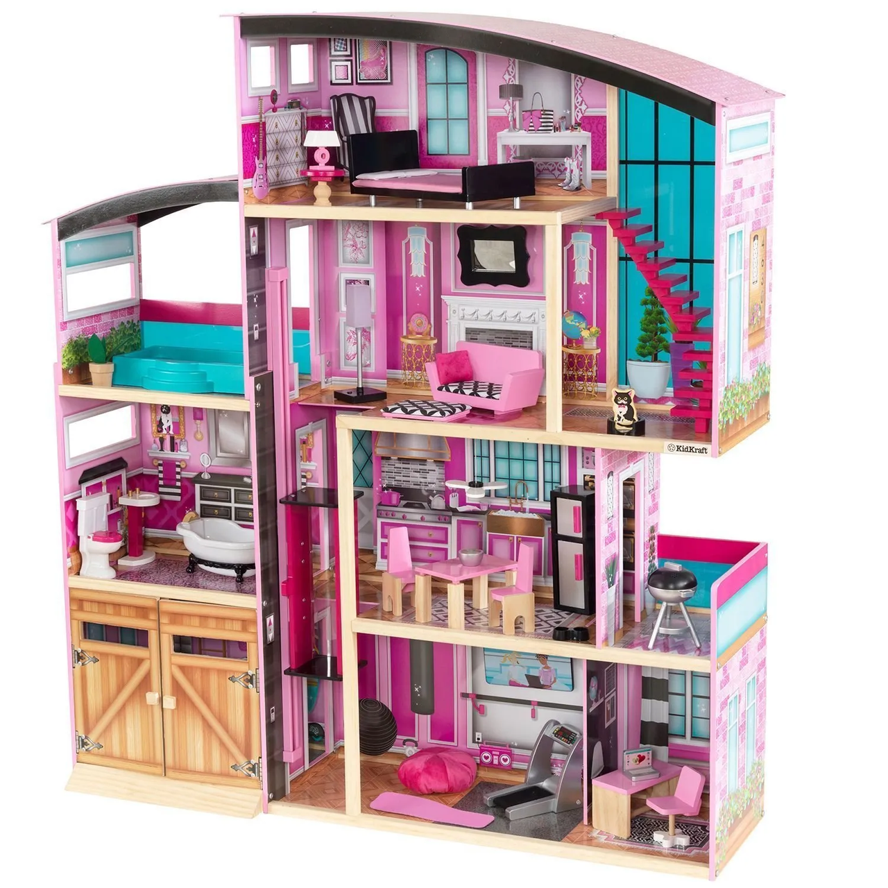 Большой кукольный дом для Барби KidKraft "Сияние" (Sparkle Mansion) с мебелью 30 элементов