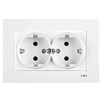 Двойная розетка 2P+E Karre с заземлением, белый