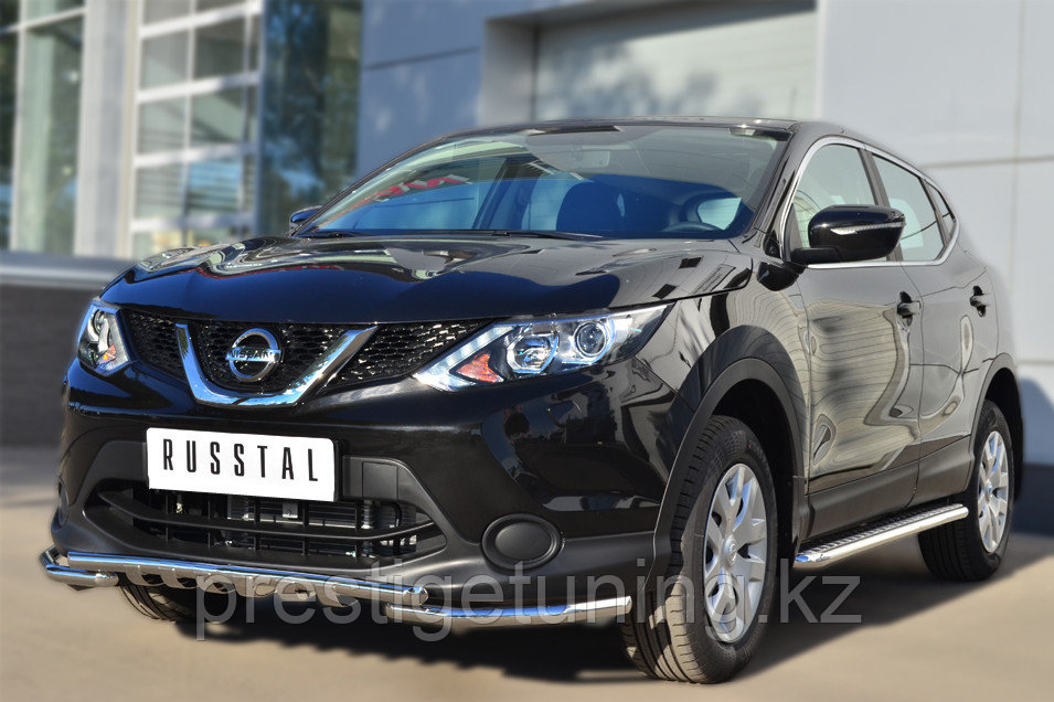 Защита переднего бампера d42 (секции) d42 (уголки)+клыки Nissan Qashqai 2013-19 - фото 2 - id-p106078889