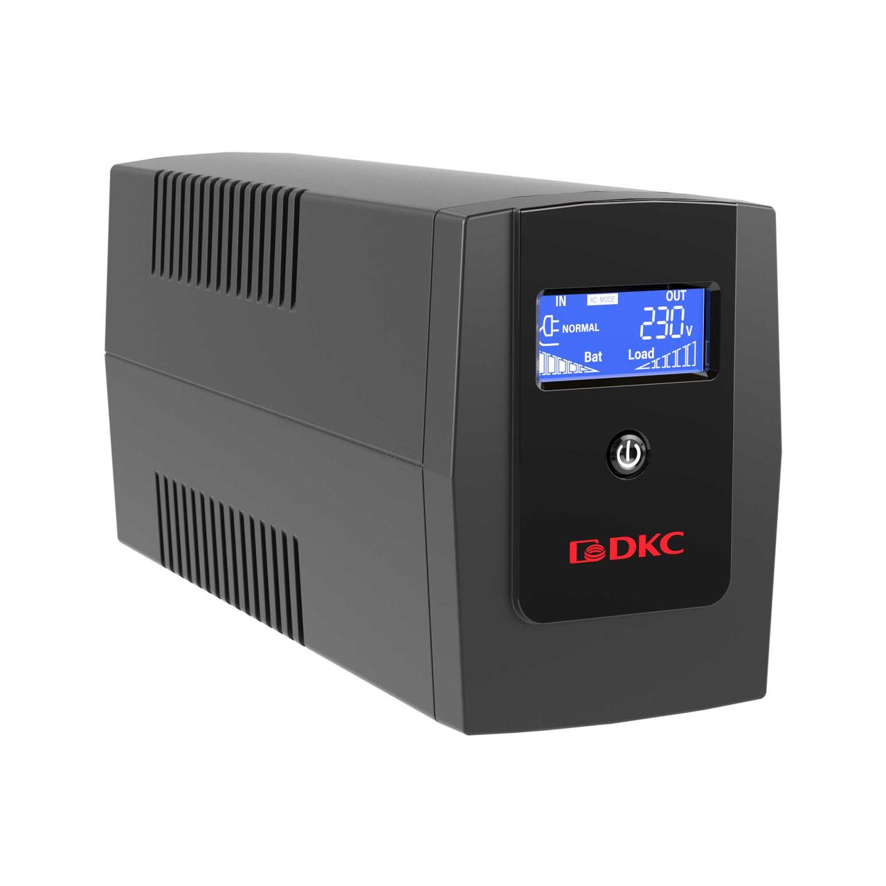 DKC Линейно-интерактивный ИБП ДКС серии Info LCD, 800 ВА/480 Вт, 1/1, 3xIEC C13, USB + RJ45, LCD, 1x8Aч