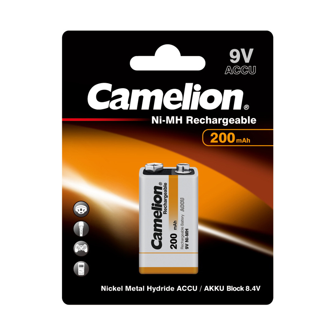 Аккумулятор CAMELION NH-9V200BP1 Rechargeable Lockbox Rechargeable 6F22(крона) 9V 200 mAh 1 шт.