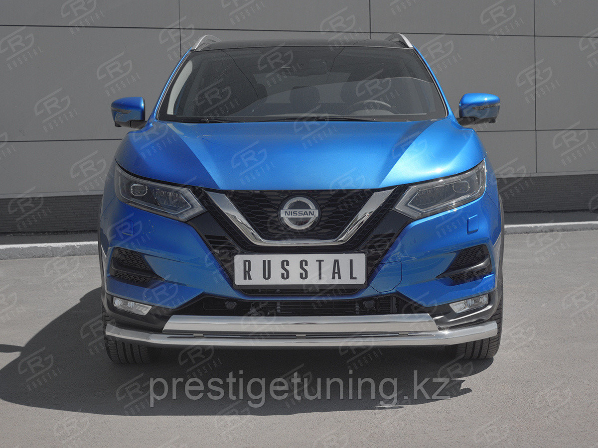 Защита переднего бампера d63 секции-d75х42 дуга Nissan Qashqai 2013-19