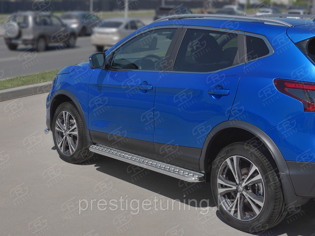 Пороги труба d42 с листом (лист алюм, проф.сталь)(вариант2) Nissan Qashqai 2019-21