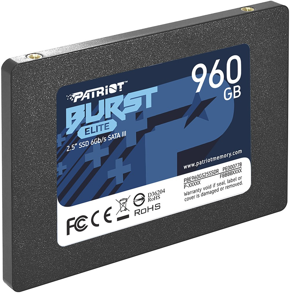 Твердотельный накопитель SSD 960 Gb SATA 6Gb/s Patriot Burst Elite PBE960GS25SSDR 2.5" 3D QLC