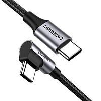 Кабель UGREEN US255 USB-C to Angled USB2.0-C Round Cable M-M Aluminum Shell Nickel Plating 1m (Gray Black)