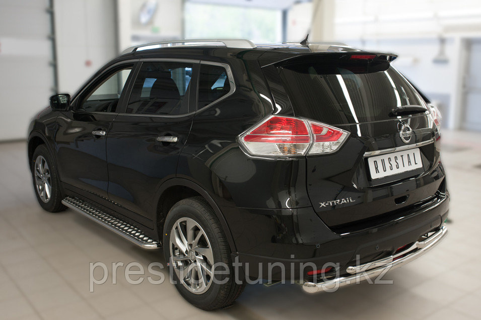 Защита заднего бампера d63 (дуга) d42х2 (дуга) Nissan X-Trail 2013-19 - фото 3 - id-p106086358