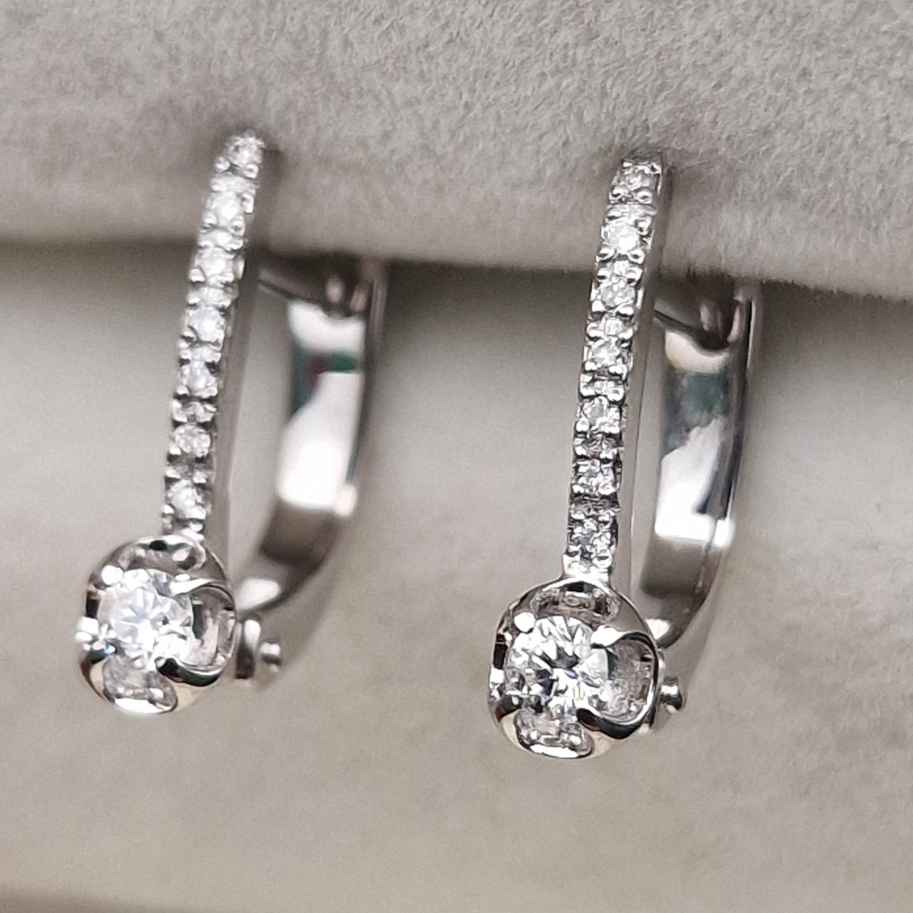 Золотые серьги с бриллиантами 0.167 Ct SI2- VS2/H VG-Cut