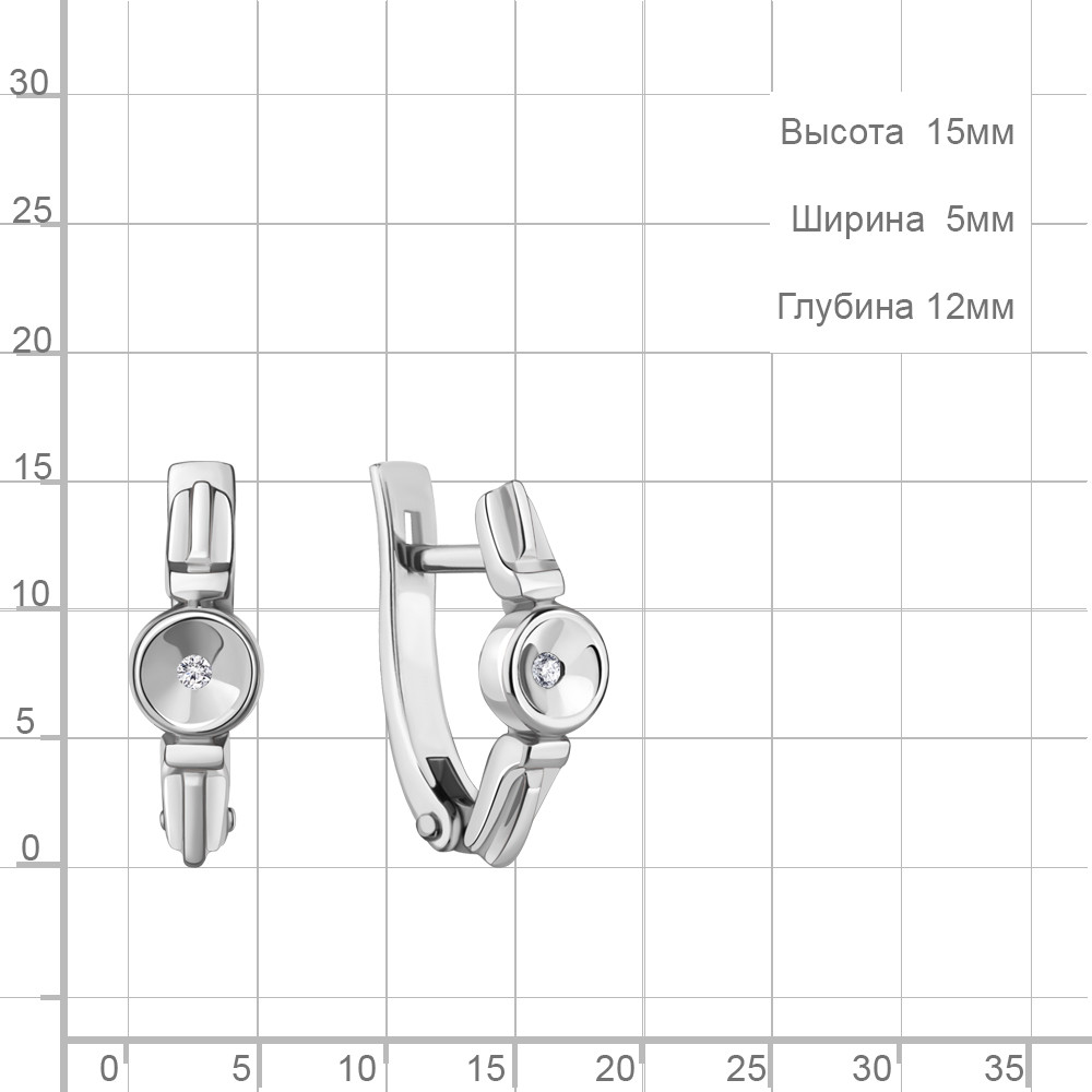 Серьги классика из серебра Бриллиант Aquamarine 040200.5 покрыто родием - фото 2 - id-p106086956