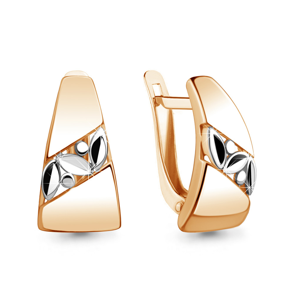 Серьги серебряные классические Aquamarine 34050.6 серебро с позолотой