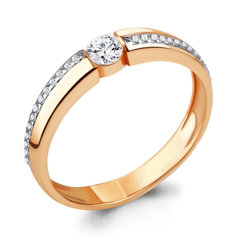 Серебряное кольцо Фианит Aquamarine 665471А.6 серебро с позолотой