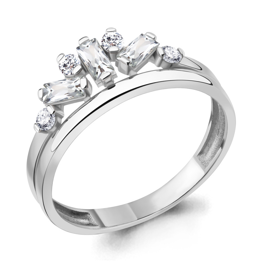 Серебряное кольцо  Фианит Aquamarine 67252А.5 покрыто  родием коллекц. Baguette