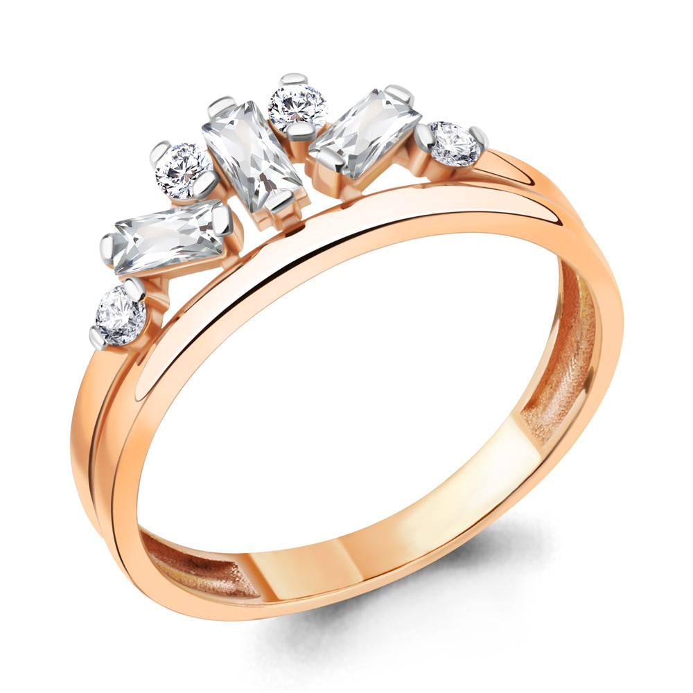 Серебряное кольцо Фианит Aquamarine 67252А.6 серебро с позолотой коллекц. Baguette