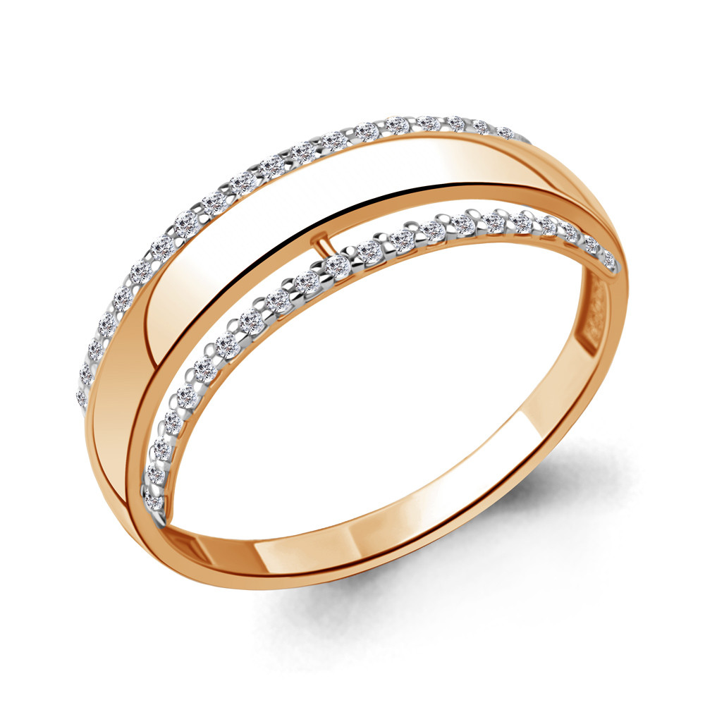 Серебряное кольцо Фианит Aquamarine 67874А.6 серебро с позолотой