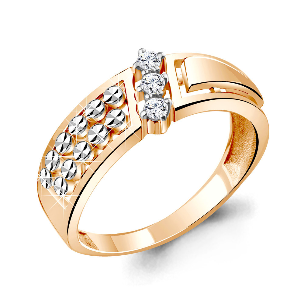 Серебряное кольцо Фианит Aquamarine 68849А.6 позолота коллекц. Sunshine