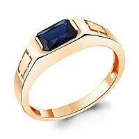 Мужское серебряное кольцо, печатка Наносапфир Aquamarine 68430Н.6 позолота