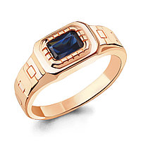 Мужское серебряное кольцо, печатка Наносапфир Aquamarine 68432Н.6 позолота