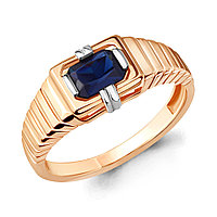 Мужское серебряное кольцо, печатка Наносапфир Aquamarine 68433Н.6 позолота