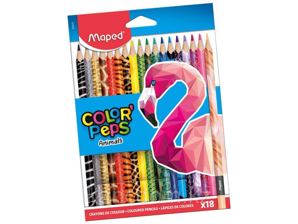 Карандаши цветные 18цв Maped Color Peps Animals 832218