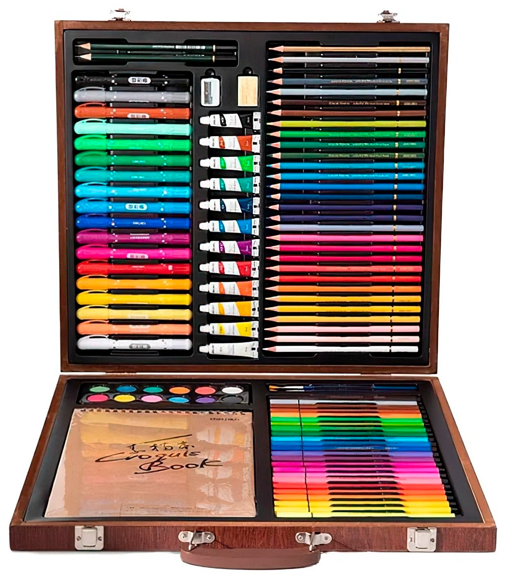 Набор для рисования Xiaomi DELI Coloring Set Wooden Box, 103 предмета - фото 1 - id-p104337315