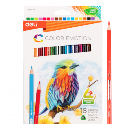 Карандаши цветные Deli "Color Emotion", 18 цветов, картон