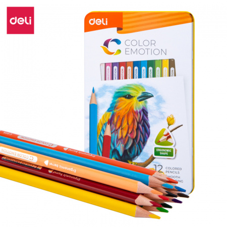Карандаши цветные Deli "Color Emotion", 12 цветов, в метал. коробке - фото 1 - id-p106091464