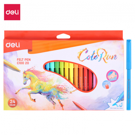 Фломастеры Deli "ColoRun", 24 цвета, картон - фото 1 - id-p106092780