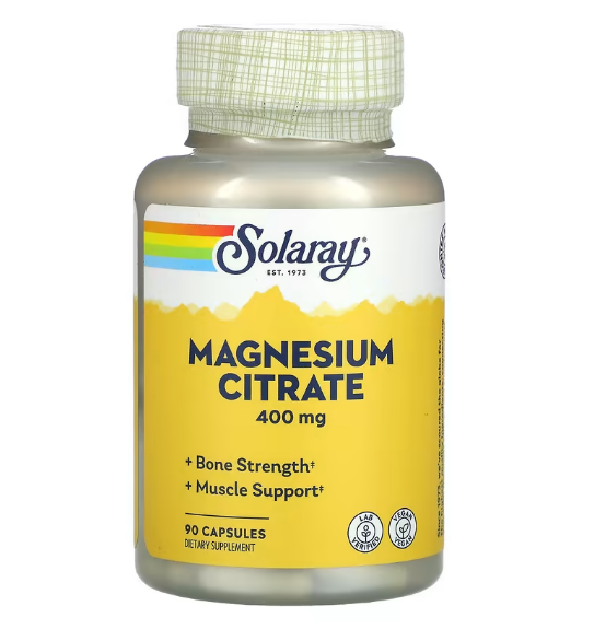 Solaray, Цитрат магния, 400 мг , 90 вегетарианских капсул - фото 1 - id-p66246966
