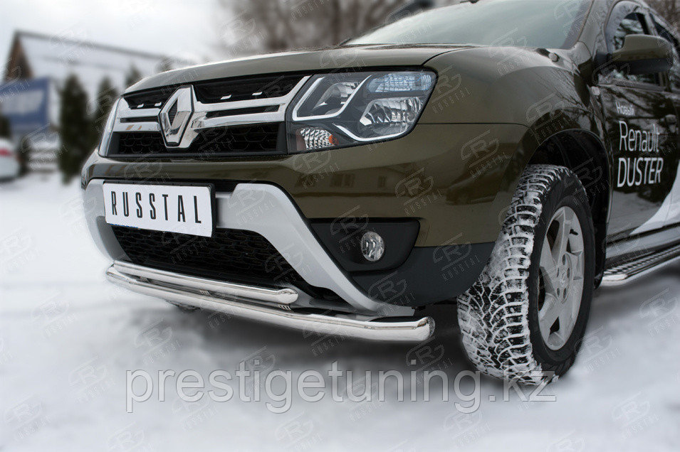 Защита переднего бампера d63 (секции) d42 (дуга)+декор паз Renault Duster 2015-21 - фото 2 - id-p106093336