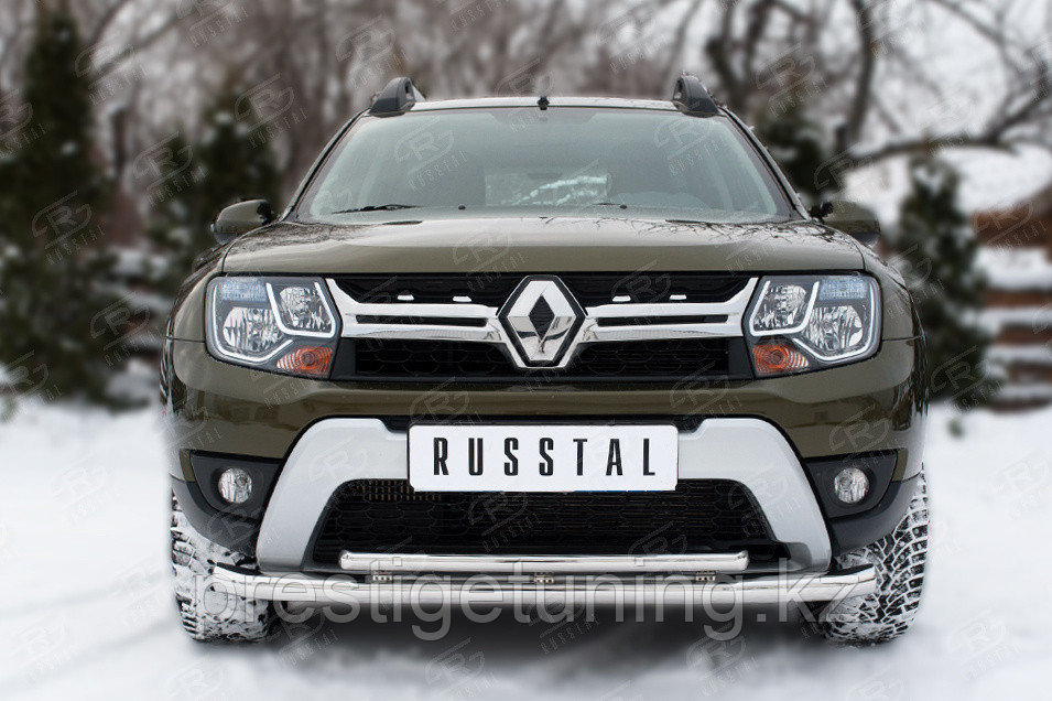 Защита переднего бампера d63 (секции) d42 (дуга)+декор паз Renault Duster 2015-21