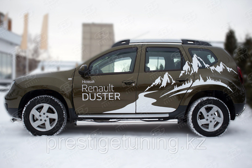 Пороги труба d76 с накладкой (вариант 2) Renault Duster 2015-21 - фото 3 - id-p106096848