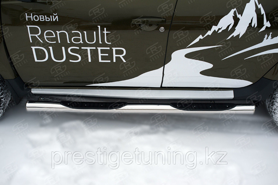 Пороги труба d76 с накладкой (вариант 3) Renault Duster 2015-21 - фото 2 - id-p106096849