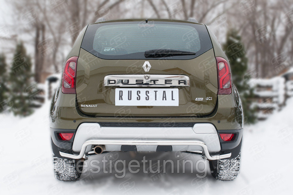 Защита заднего бампера d42 (волна) длинная Renault Duster 2015-21