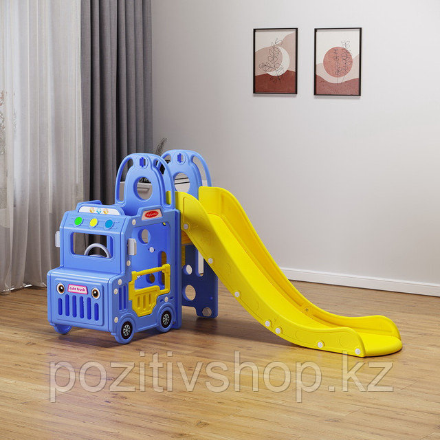 Детская горка Pituso Cute Truck с баскетбольным кольцом Голубой