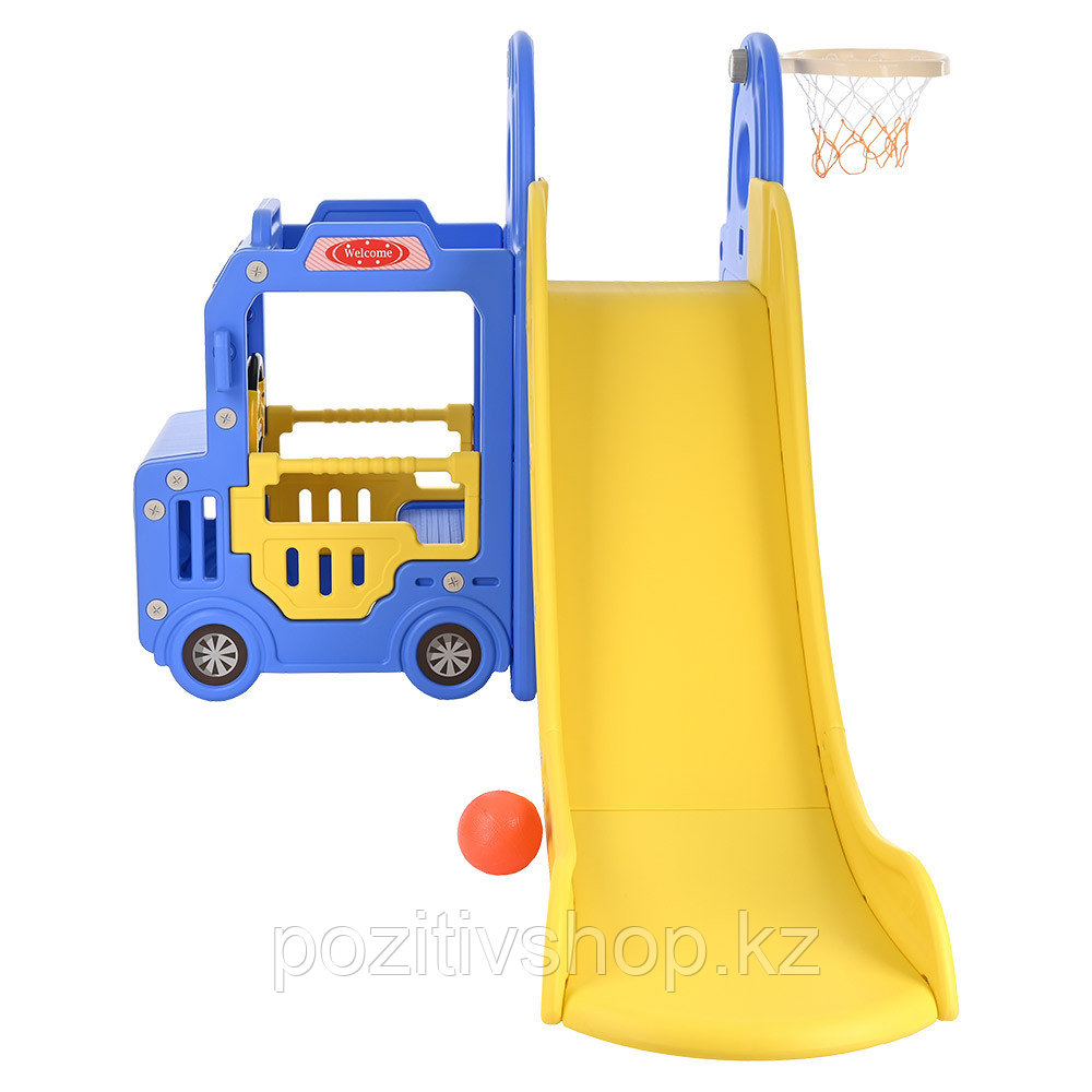 Детская горка Pituso Cute Truck с баскетбольным кольцом Голубой - фото 8 - id-p106107726