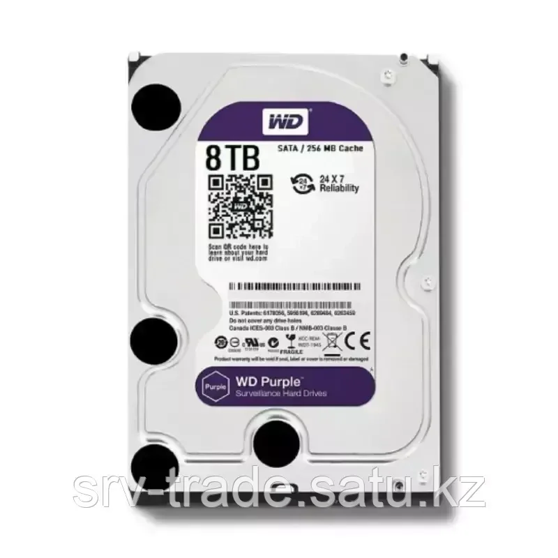 Жёсткий диск WD Purple PRO WD8001PURA-64 8ТБ 3,5" 7200RPM 256MB (SATA-III) All Frame AI для видеонаблюдения
