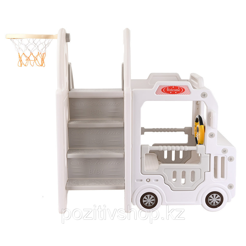 Детская горка Pituso Cute Truck с баскетбольным кольцом Белый - фото 4 - id-p106112621