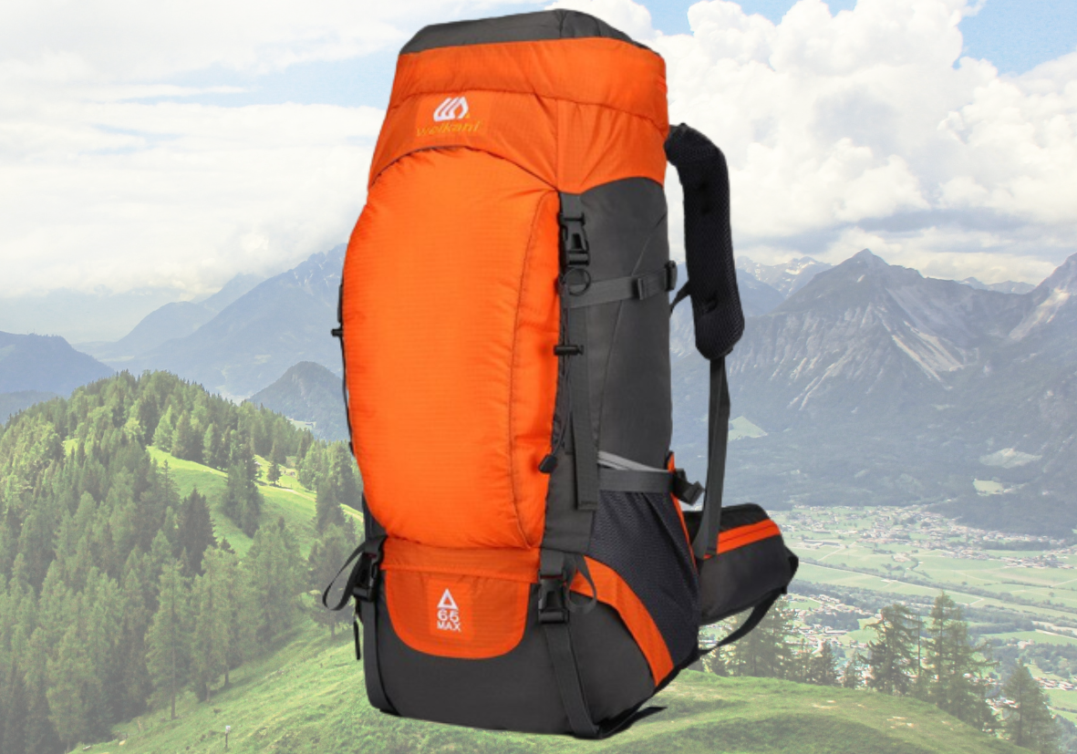 Рюкзак туристический, походный, легкий профессиональный 65 литров. Цвет: Оранжевый - фото 4 - id-p106112713
