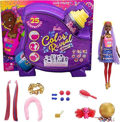 Barbie Блеск Цветное перевоплощение, Кукла-сюрприз Сменные прически Барби, Color Reveal Подробнее: https://ayu