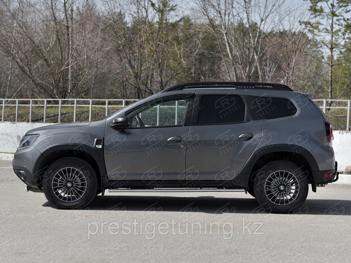 Пороги труба 75х42 овал с проступью Renault Duster 2020-по н.в - фото 3 - id-p106115782